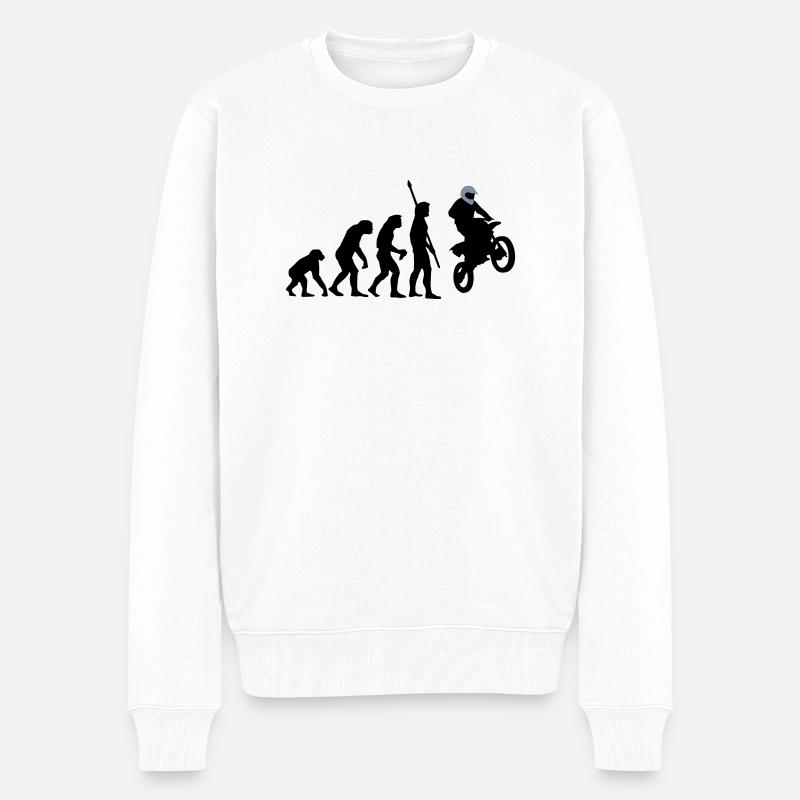 evolution_motorbike_stunt_a_2c - Männer Premium Bio Pullover - Weiß