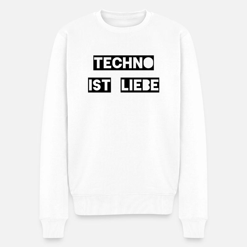 Techno ist Liebe - Männer Premium Bio Pullover - Weiß