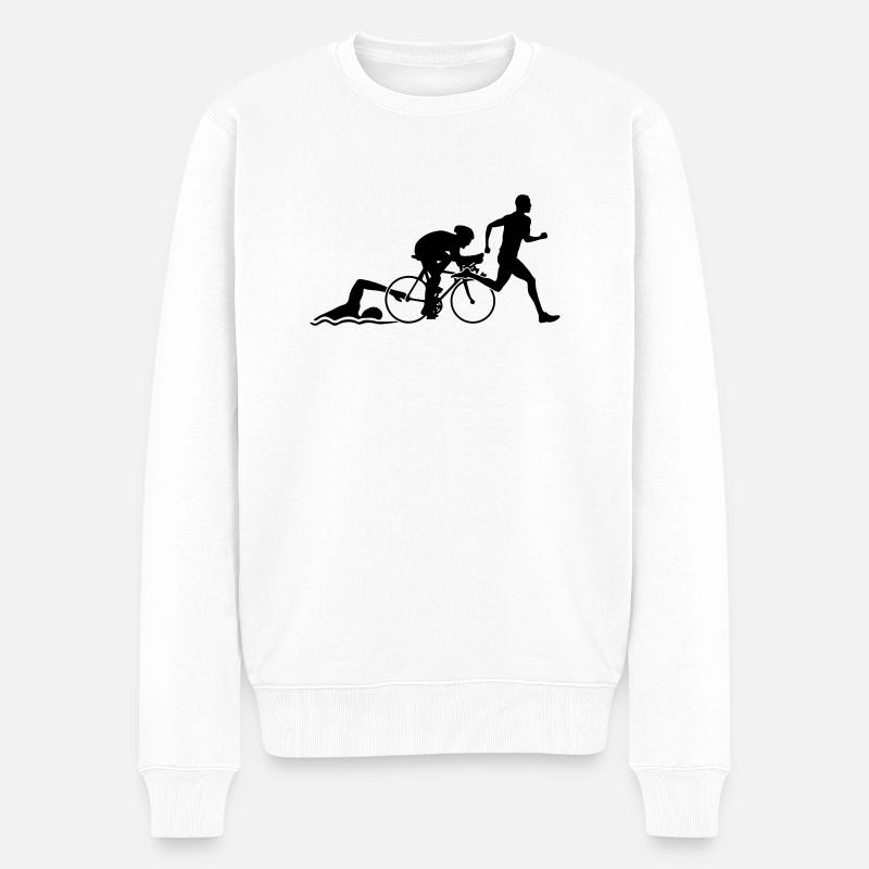 Triathlon - Männer Premium Bio Pullover - Weiß