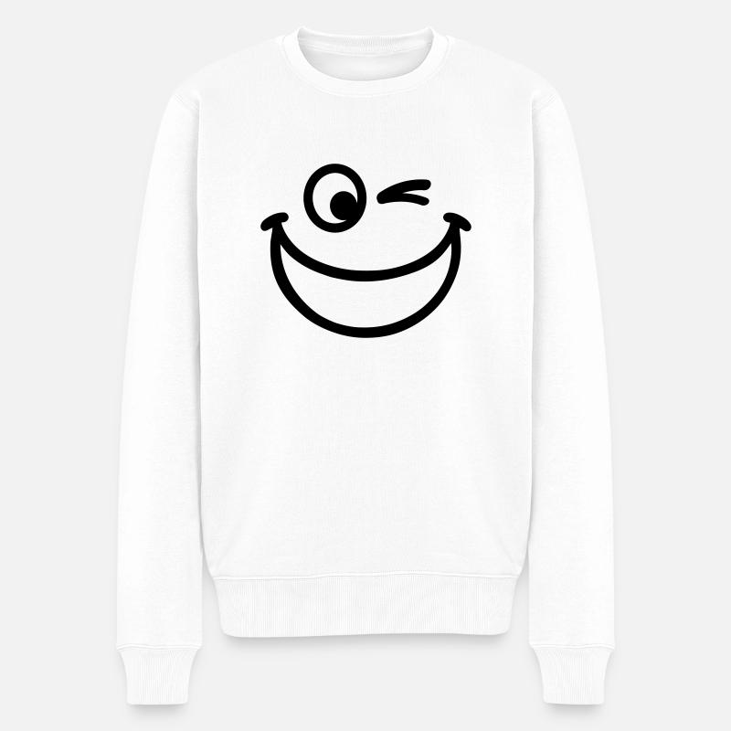 Smiley - Männer Premium Bio Pullover - Weiß