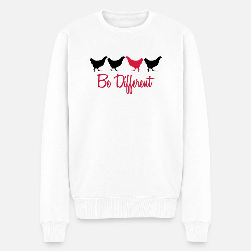 Être mit Huhn différents texte - Pull Premium bio Homme - blanc