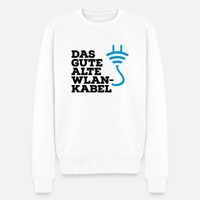 WLAN Kabel Computer Shirt - Männer Premium Bio Pullover - Weiß