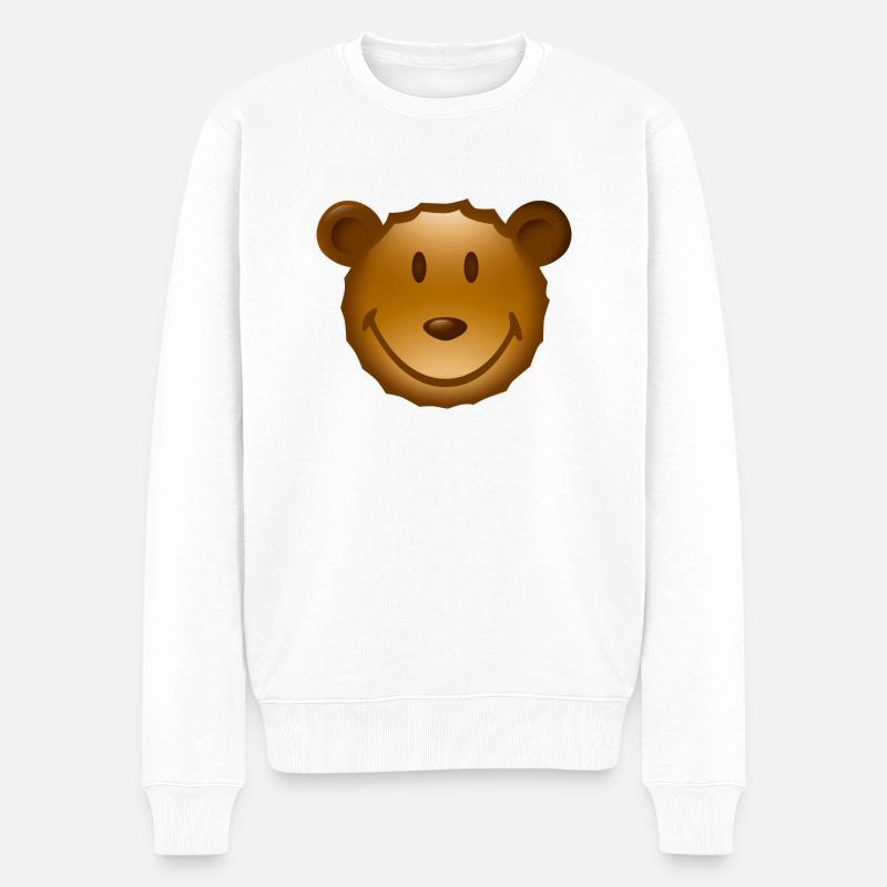 Smiley Teddy - Männer Premium Bio Pullover - Weiß