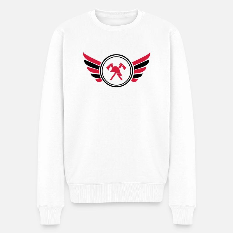 feuerwehr_wappen_02 - Männer Premium Bio Pullover - Weiß