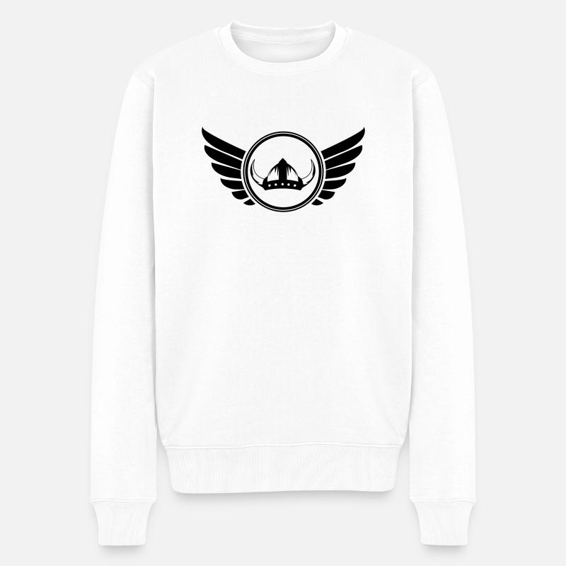 wikinger_wappen_01 - Männer Premium Bio Pullover - Weiß