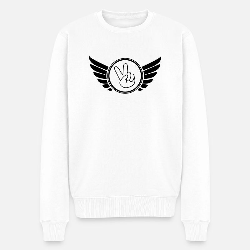 wappen_peace_01 - Männer Premium Bio Pullover - Weiß