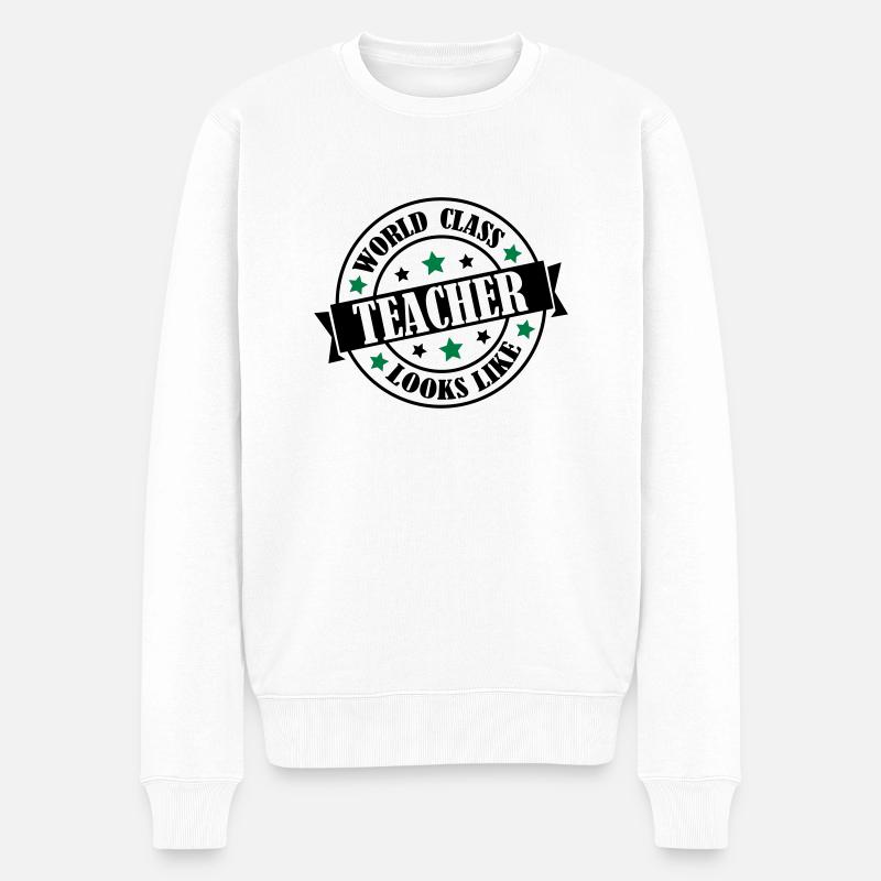 world_class_teacher_2 - Männer Premium Bio Pullover - Weiß