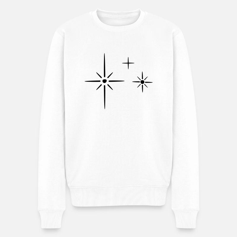 Glitzersternchen Glitzer Sterne Dekor - Männer Premium Bio Pullover - Weiß