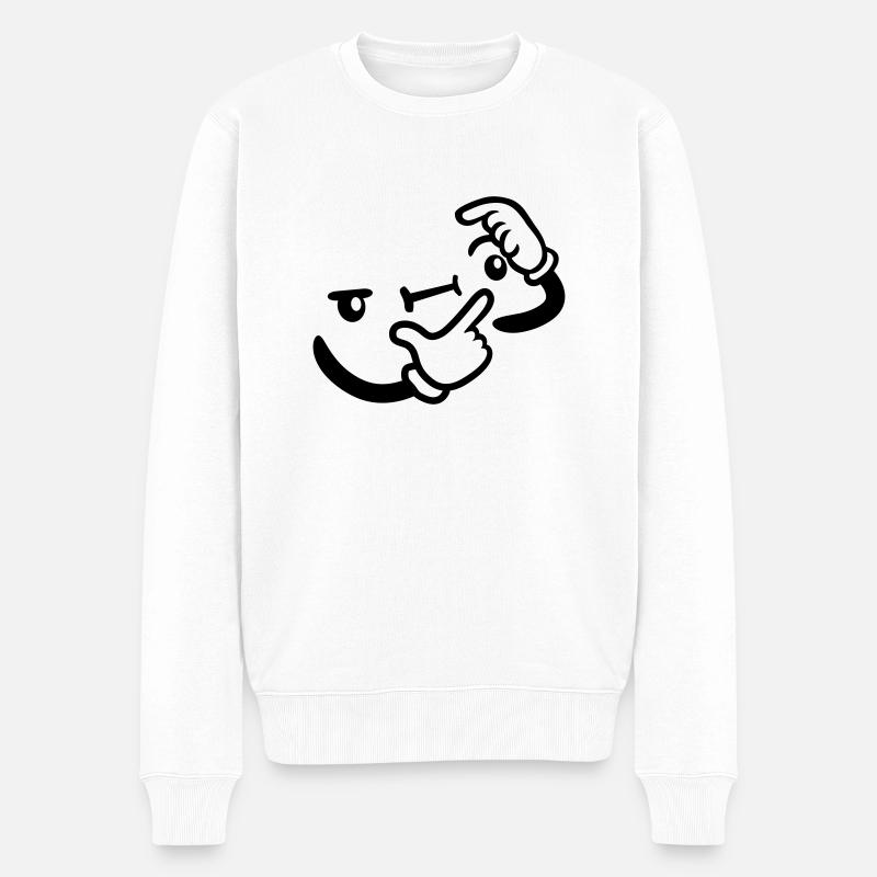 Design Grübeln Gesicht - Männer Premium Bio Pullover - Weiß