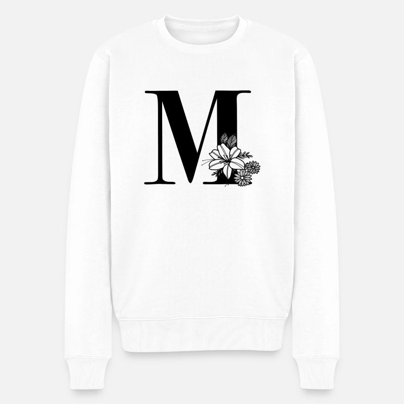 Lettre M - Pull Premium bio Homme - blanc