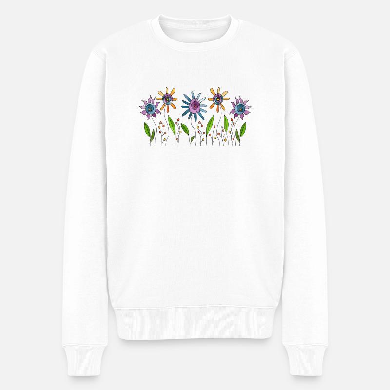 Blumen - Männer Premium Bio Pullover - Weiß