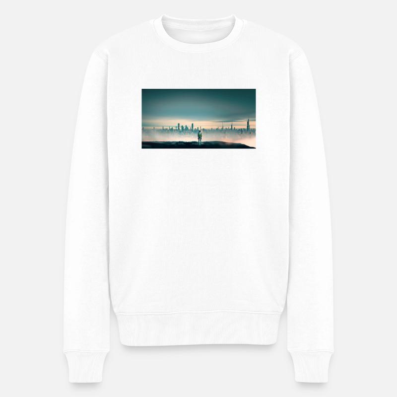 Einsamer Roboter - Männer Premium Bio Pullover - Weiß