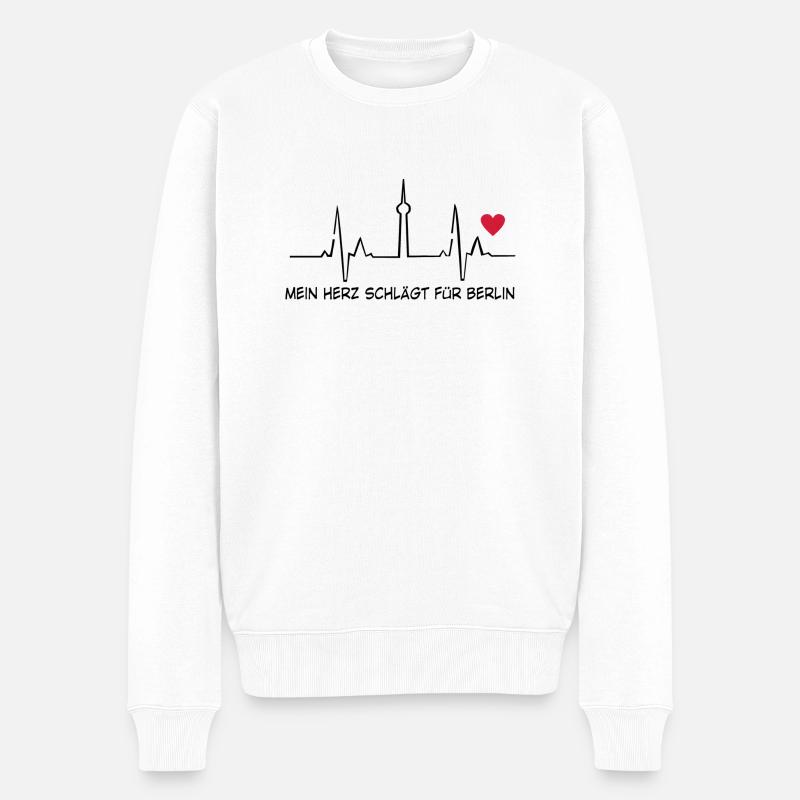 mein herz schlagt fur berlin - Männer Premium Bio Pullover - Weiß