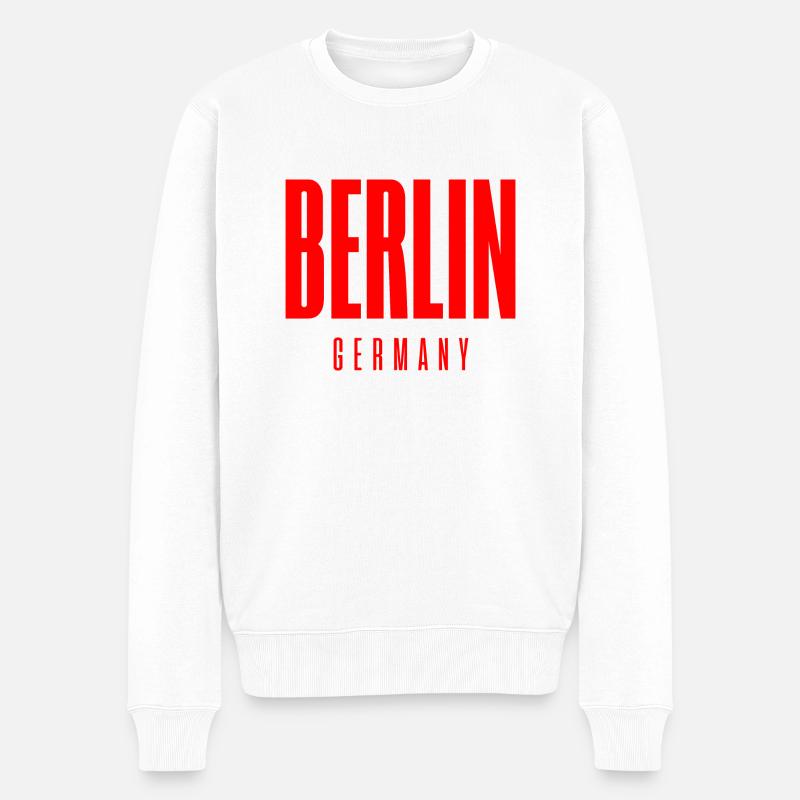 Berlin Deutschland Englisch - Männer Premium Bio Pullover - Weiß