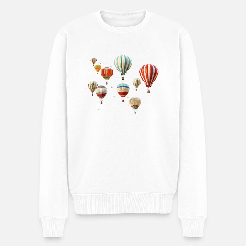 Heißluftballons schweben dort oben! - Männer Premium Bio Pullover - Weiß