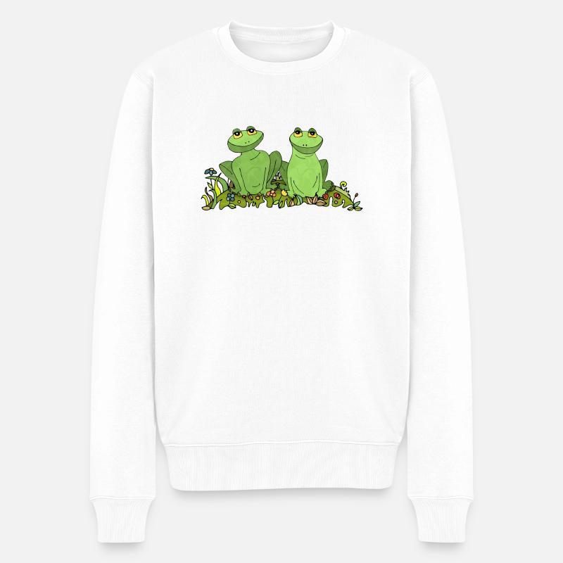 Frösche - Männer Premium Bio Pullover - Weiß