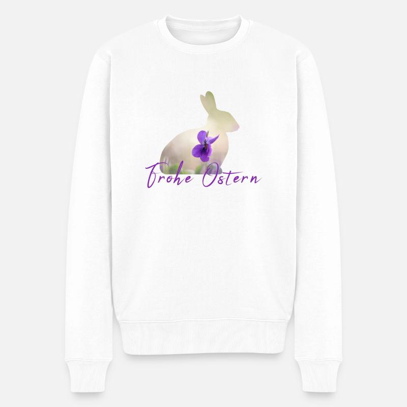 Ostern Frohe Ostern - Männer Premium Bio Pullover - Weiß