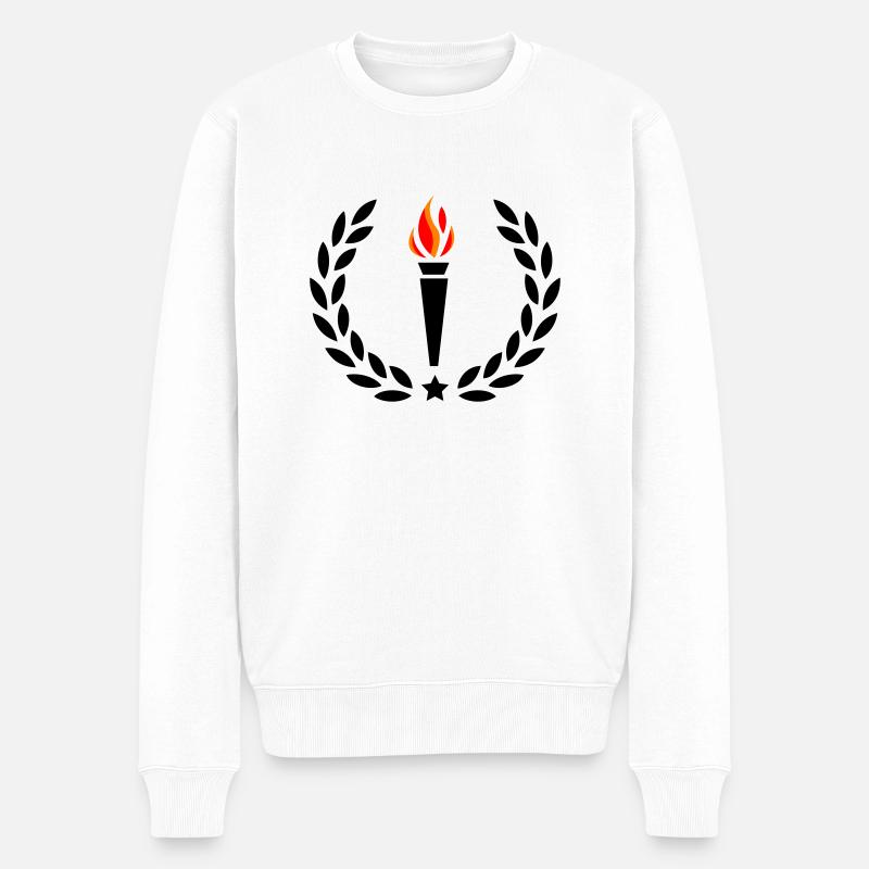 Feuer Fackel - Männer Premium Bio Pullover - Weiß