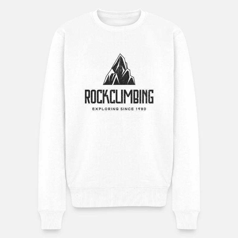 Kletterlogo mit einem Berg - Männer Premium Bio Pullover - Weiß