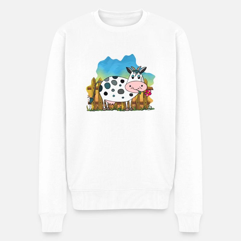 Vache - Pull Premium bio Homme - blanc