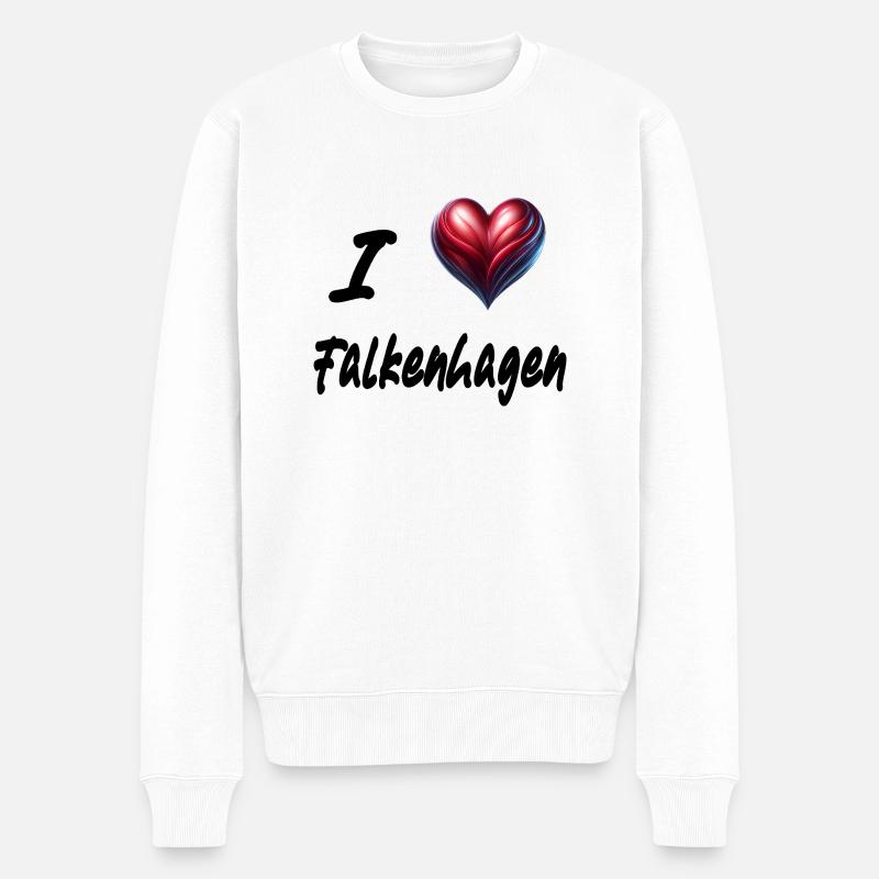 i love Falkenhagen - Männer Premium Bio Pullover - Weiß