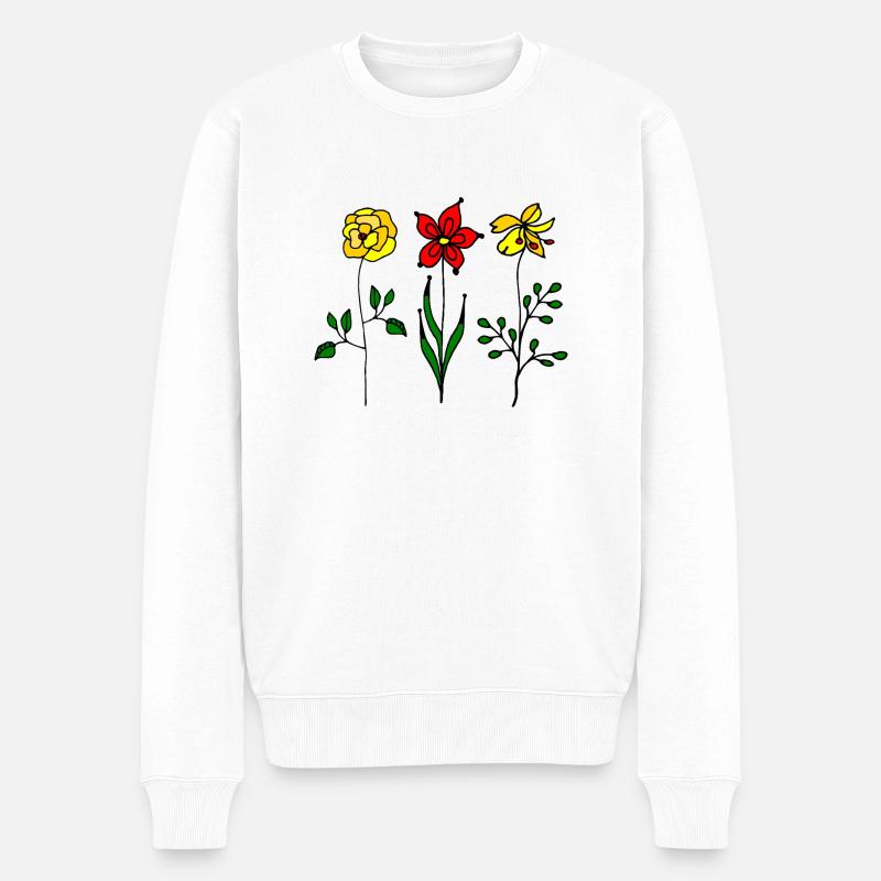 Blumen - Männer Premium Bio Pullover - Weiß