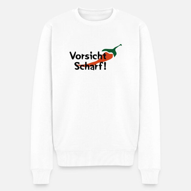 Vorsicht Scharf! - Männer Premium Bio Pullover - Weiß