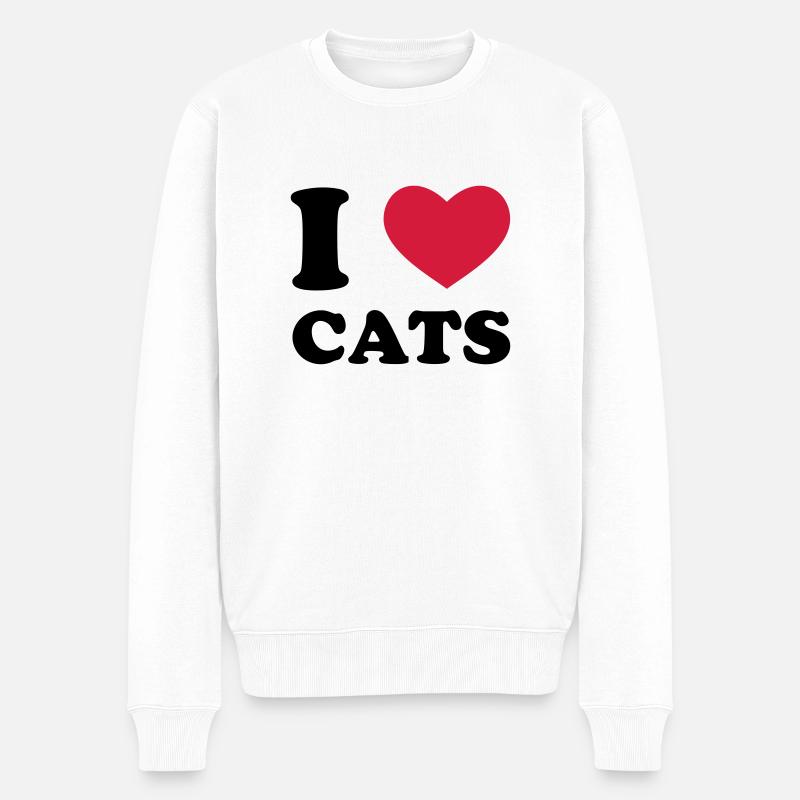 I Love Cats - Männer Premium Bio Pullover - Weiß