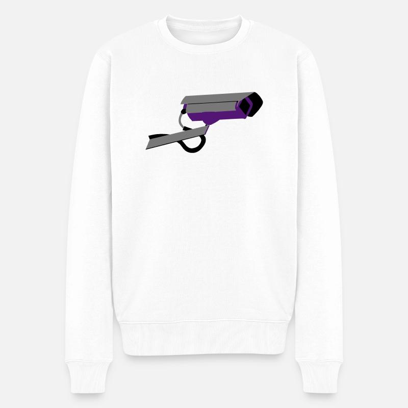 Überwachungskamera - Männer Premium Bio Pullover - Weiß