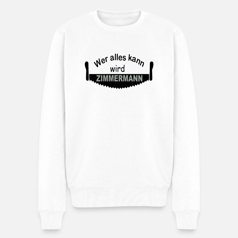zimmermann mit säge - Männer Premium Bio Pullover - Weiß