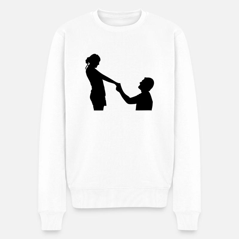 Antrag - Männer Premium Bio Pullover - Weiß