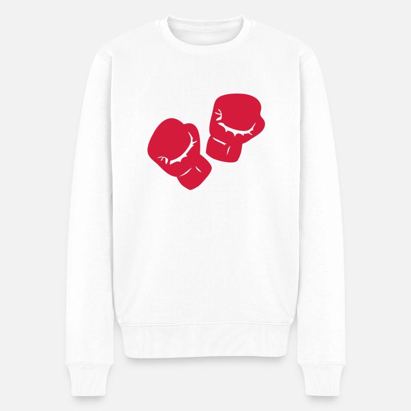 Boxen Boxhandschuh - Männer Premium Bio Pullover - Weiß