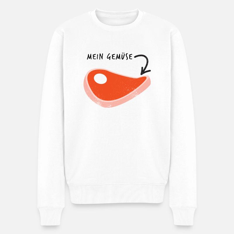 Fleisch ist mein Gemüse - Männer Premium Bio Pullover - Weiß