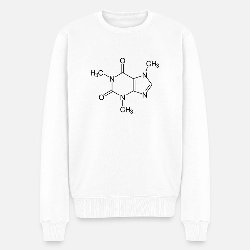 café caféine - Pull Premium bio Homme - blanc