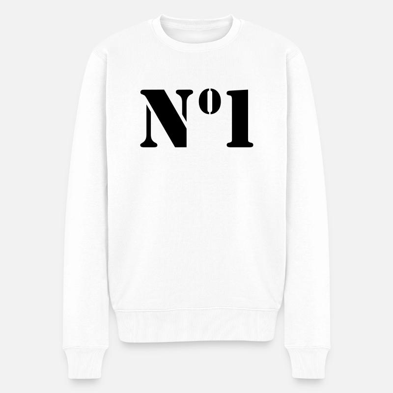 Nummer 1 - Männer Premium Bio Pullover - Weiß