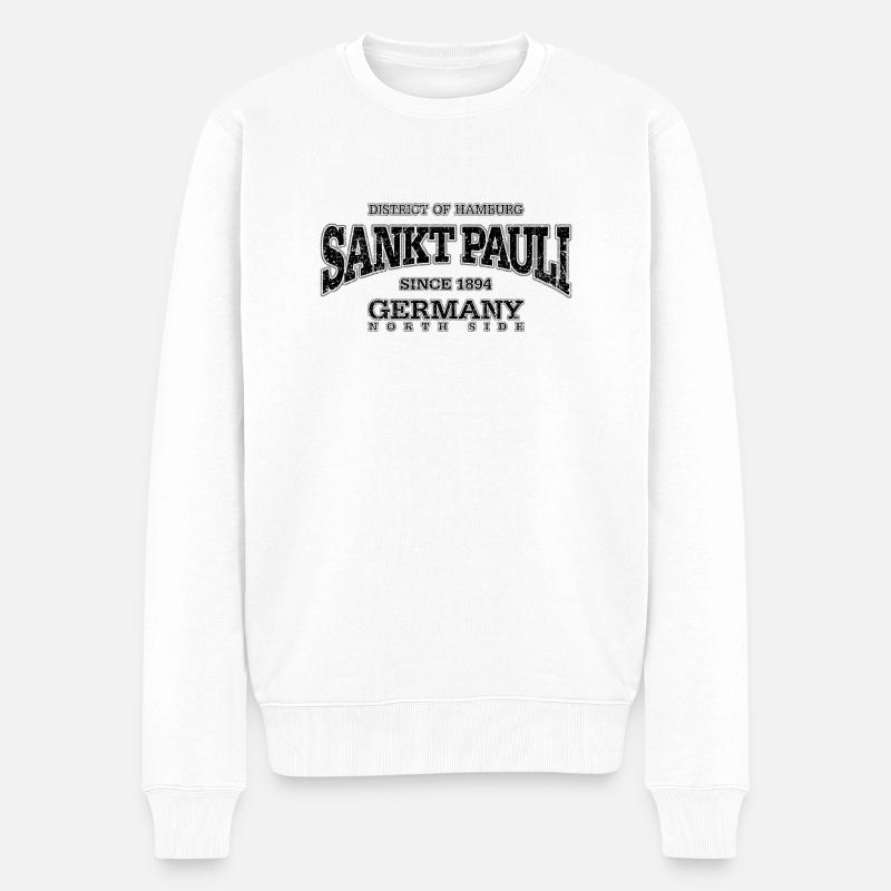 Sankt Pauli (black oldstyle) - Männer Premium Bio Pullover - Weiß