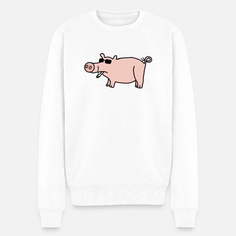 Coole Sau - Männer Premium Bio Pullover - Weiß