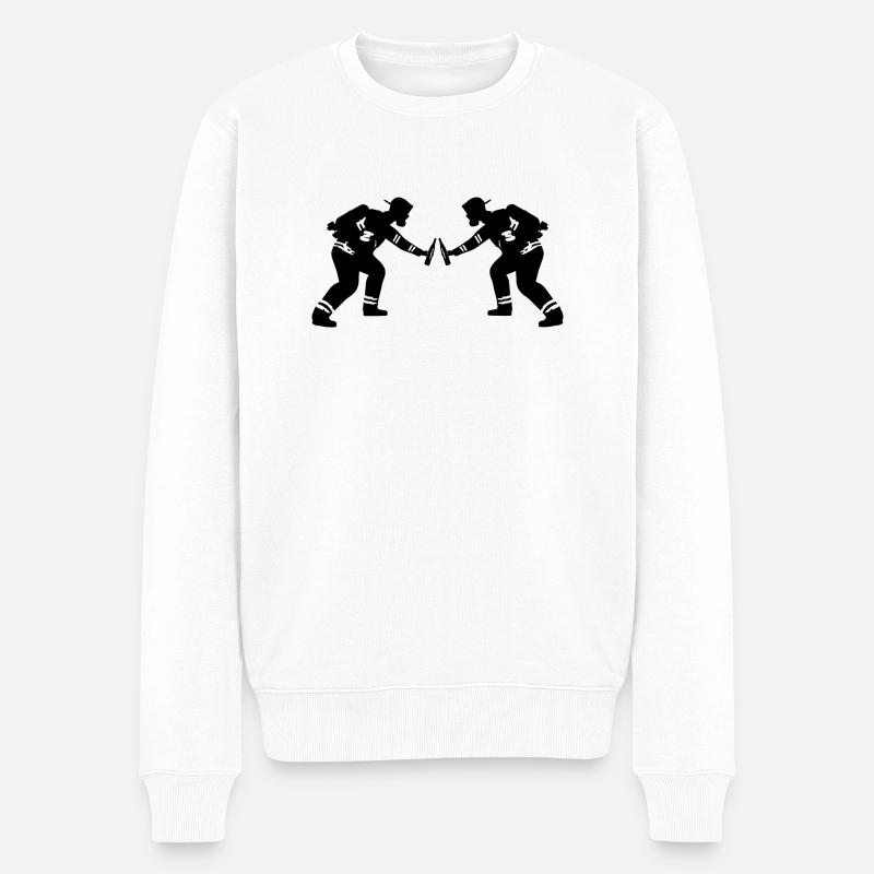 Feuerwehr im Einsatz - Männer Premium Bio Pullover - Weiß
