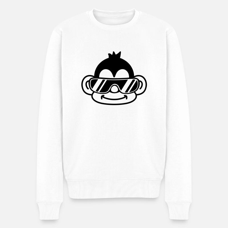 Cool Monkey Face - Männer Premium Bio Pullover - Weiß