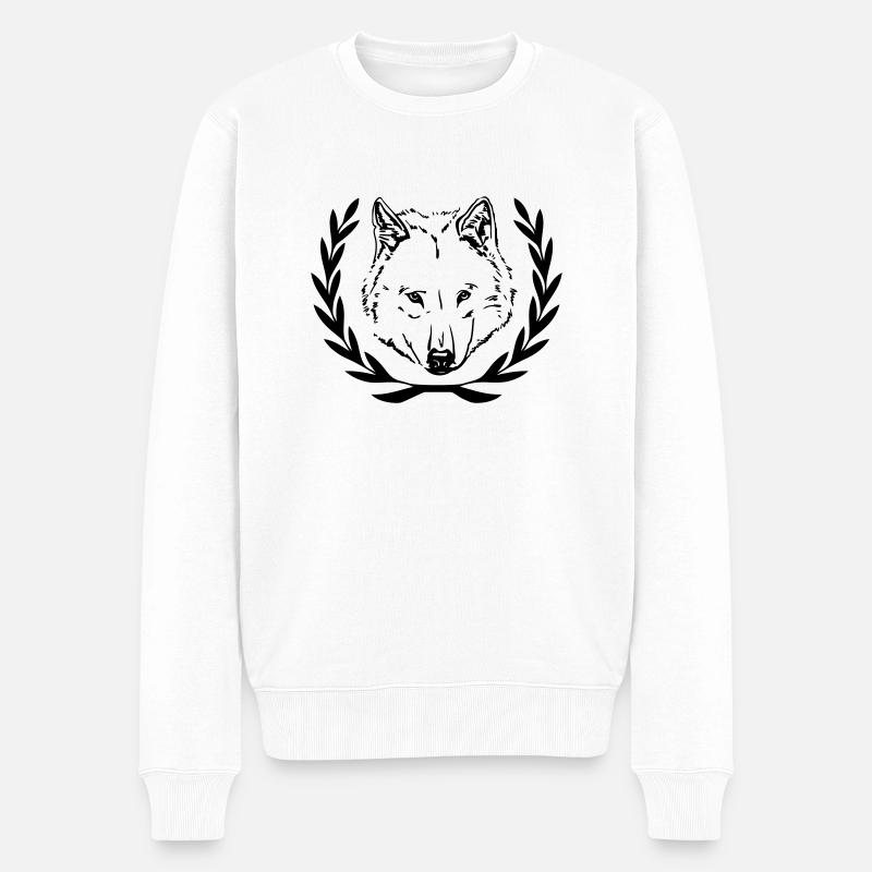 Wolfskopf - Männer Premium Bio Pullover - Weiß