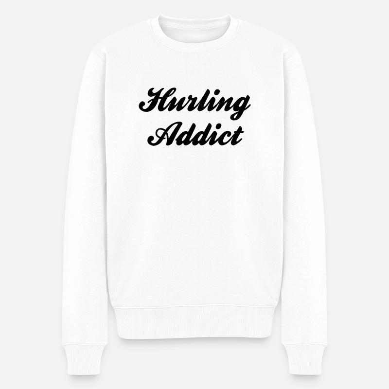 hurling addict - Männer Premium Bio Pullover - Weiß