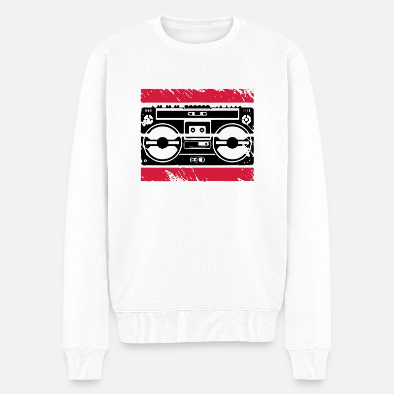 Ghettoblaster Logo - Männer Premium Bio Pullover - Weiß
