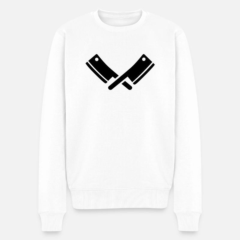 Messer - Männer Premium Bio Pullover - Weiß