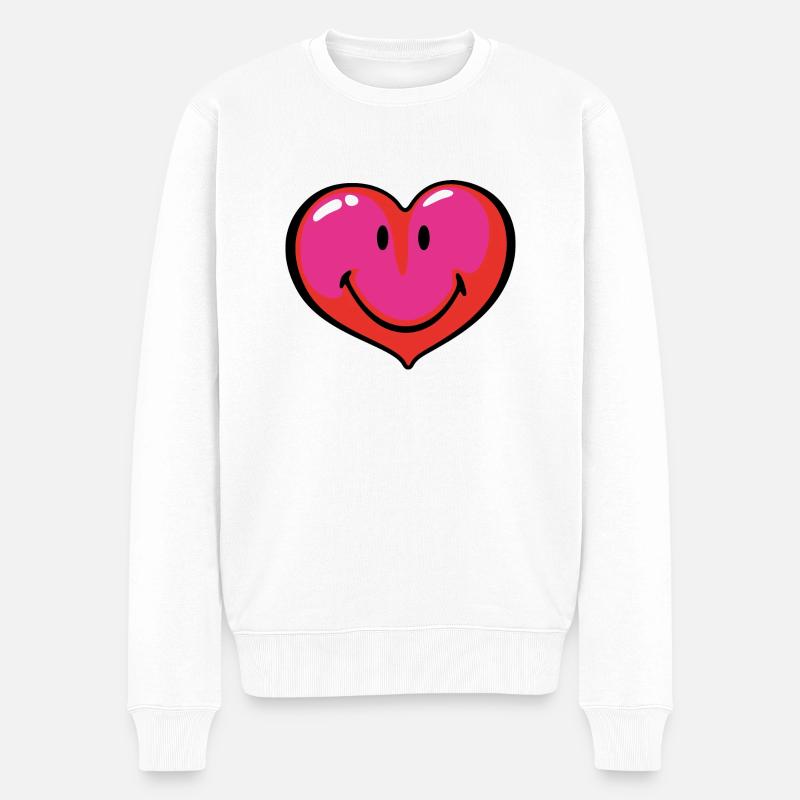 Smiley Heart - Männer Premium Bio Pullover - Weiß