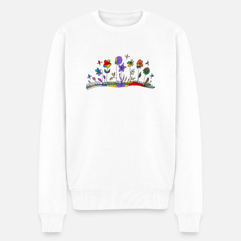 fleurs - Pull Premium bio Homme - blanc