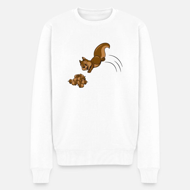 Eichhörnchen nüsse nuss - Männer Premium Bio Pullover - Weiß