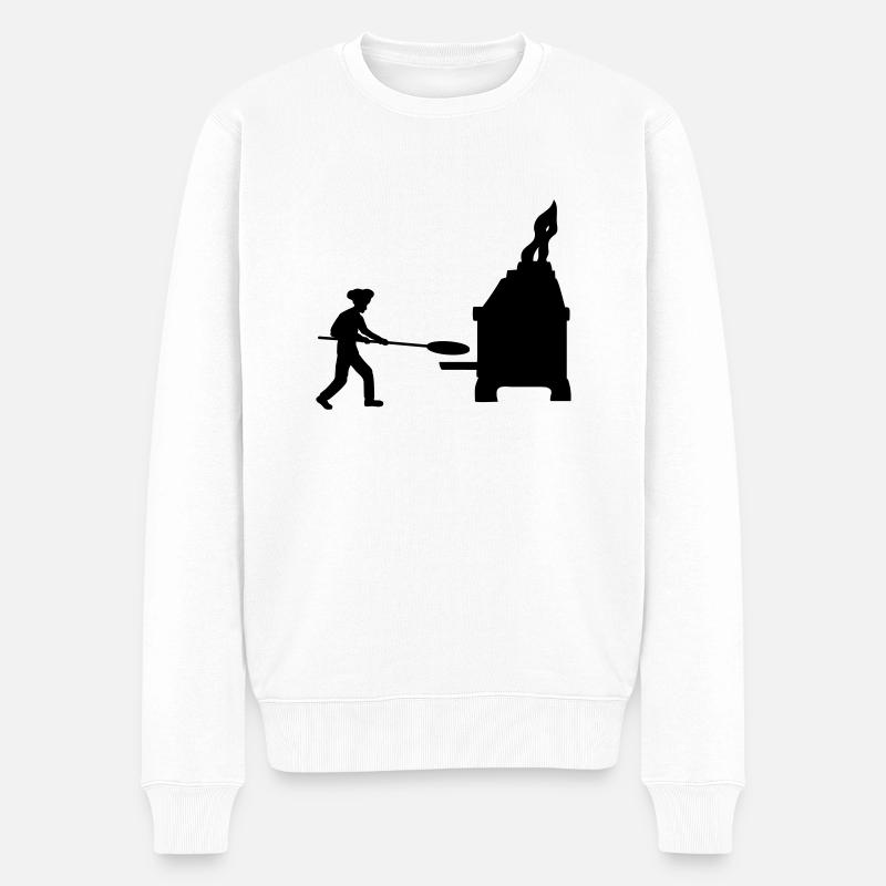 Silhouette Pizza Boulanger - Pull Premium bio Homme - blanc