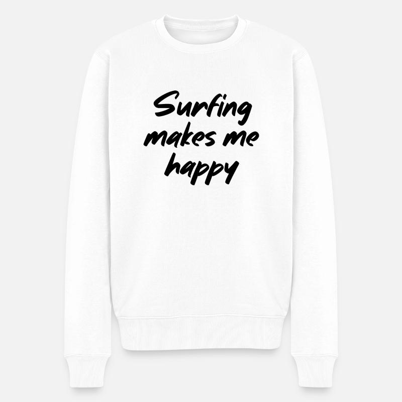 Surfer me rend heureux - Pull Premium bio Homme - blanc
