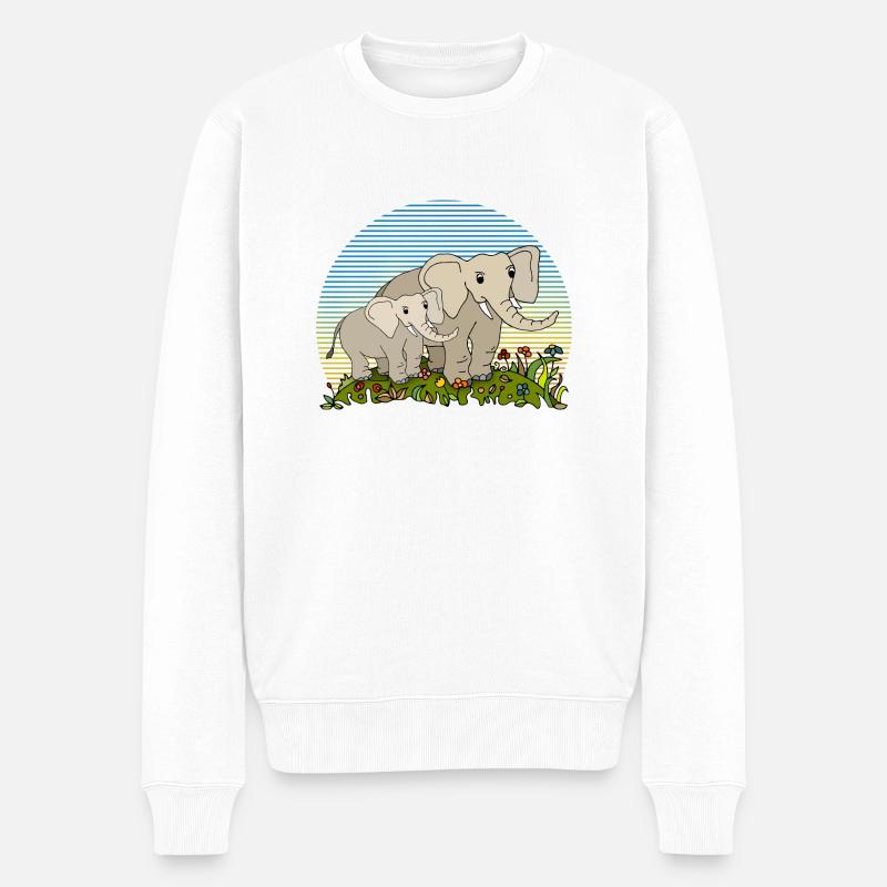 Elefanten - Männer Premium Bio Pullover - Weiß