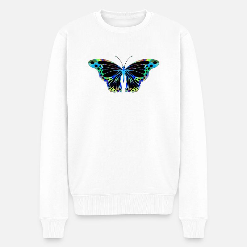 Schmetterling - Männer Premium Bio Pullover - Weiß